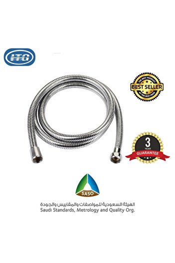 itg Long 1.2 Meter Shower Hose, Brushed Chrome, Brass Insert & Nut, Flexible Handheld Use