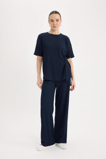 DeFacto Bürümcük Pants Wide Leg Wide Loose Leg Elastic Waist C0200Ax25Sp