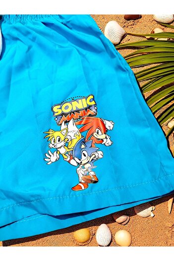 MİLAYS LİFE HOME COLLECTİON Boy's Shorts - Sonic Character Printed, Net Mesh, Lace-up