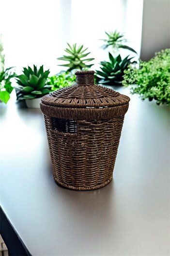 Bayev Acacia Small Size Wicker Lid Potato Onion Basket Presentation Crisper Mesh Laundry Basket Decor