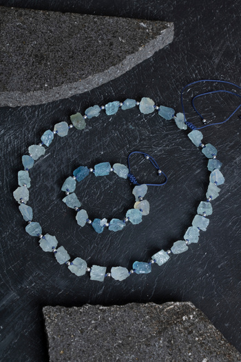 OSMANLI DOĞAL TAŞ Certified Aquamarine Natural Stone Set
