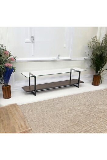 DEC4 Plasma table, wood with glass, 160 cm