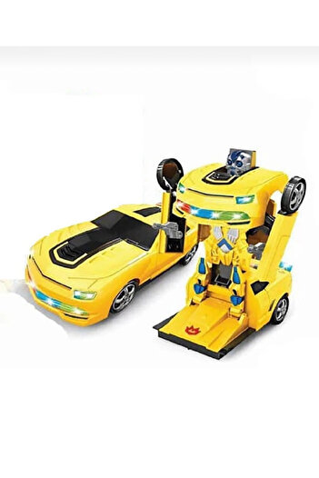 KİNKU Bumblebee Robota Dönüşen Araba Pilli - Işıklı, Sesli, Camaro Mia Araba, Robot Araba-25 Cm