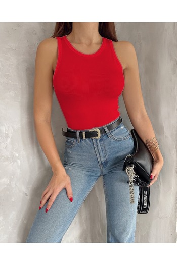 MELOOX Women Ribbed Look Suspender Basic Tank Top