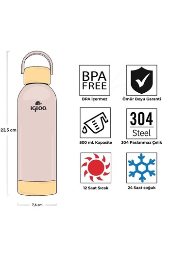 IGLOO Hydrate Pro Botte 500ml Thermos Flask Bej