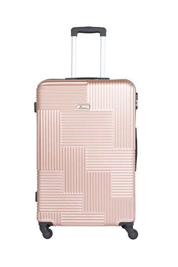 Senator Hard Case Cabin Luggage Trolley Suitcase | Unisex Travel Bag With 4 Spinner Wheels Kh110 Rose Gold