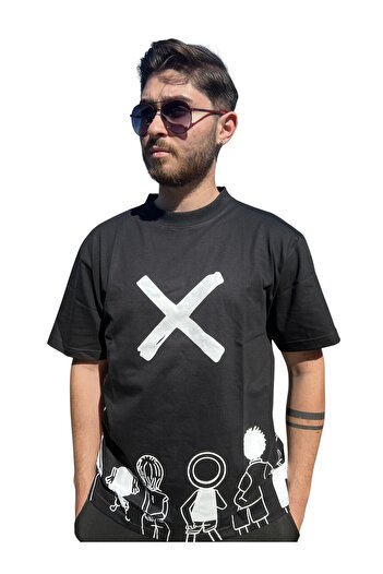 OEM Oversize Men's T-shirt, 100% Cotton, Urban 'X' Print, Casual Streetwear, Size L