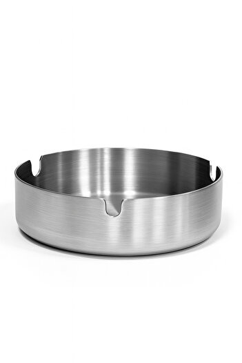 YUNUSOĞLU HOME Ashtray Large Size Round Stainless Steel 10 Cm