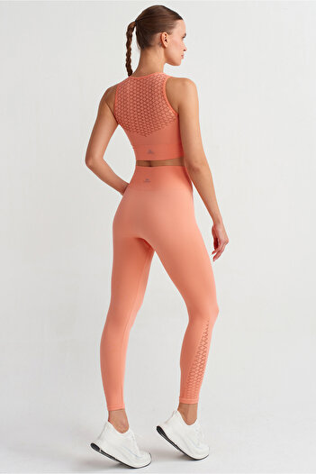 COMEUP Crop Top Coral with Perforated Back Pad