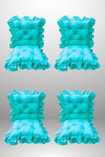 MoMMe Backed Fringed Chair Cushion 40X85 cm Turquoise Color