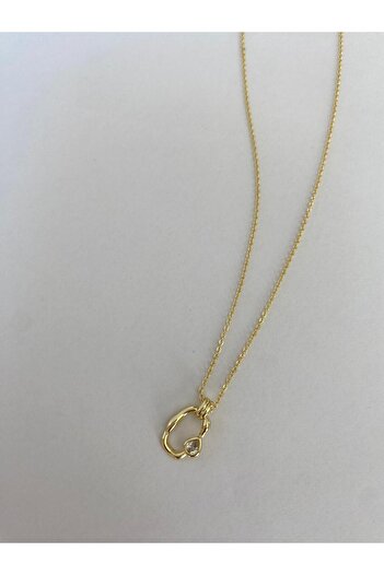 marsel aksesuar Xuping Minimal Oval Taş Detaylı Gold Kolye