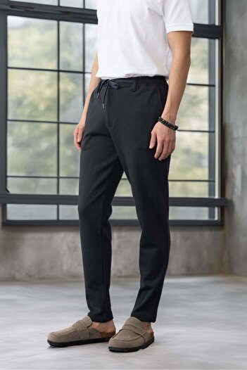 Valiberta Premium Oxford Örme Duble Paça Erkek Pantolon- Gri