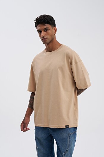 Machinist Ανδρικό μπλουζάκι Basic Super Cotton Oversize Beige