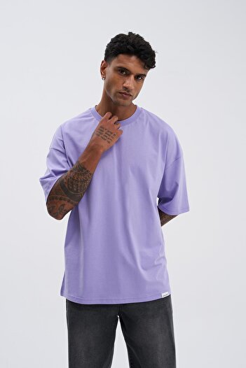 Machinist Men's Basic Super Cotton Oversize Lilac T-Shirt