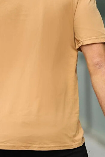 comstar Ανδρικό μπλουζάκι Oversize Basic Crew Neck Loose Camel