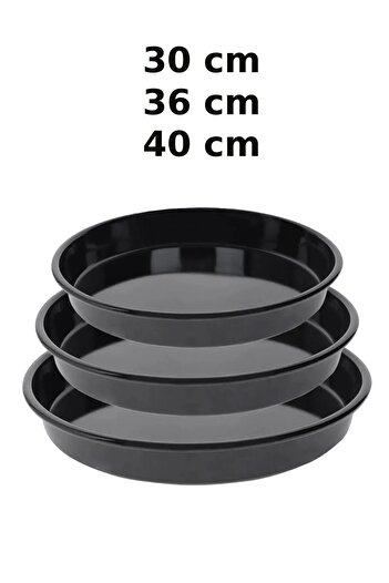 eklesepete 3 Pieces 30-36-40 cm Enamel Round Baking Tray Set