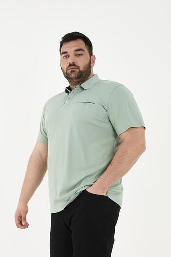 Maccali Men's Timeless Basic Long Plain Polo Neck T-Shirt with Pockets Green