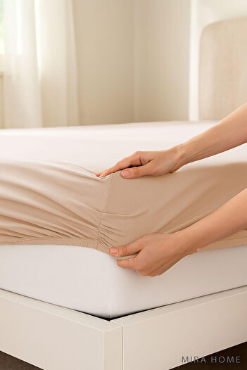 Mira Home Double Plain Combed Cotton 100% Cotton Elastic Sheet 200X200 Cm King Size