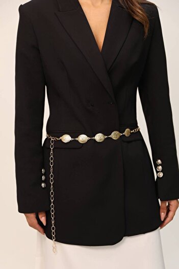 Fiori Papatya Gold Detailed Women's Waist Chain Waist Belt, Dress Belt, Skirt Belt, Trouser Belt