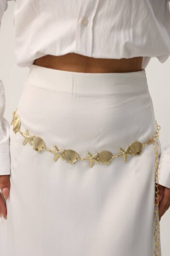 Fiori Women's Waist Belt with Oyster and Star Detail, Dress Belt, Skirt Belt, Trouser Belt