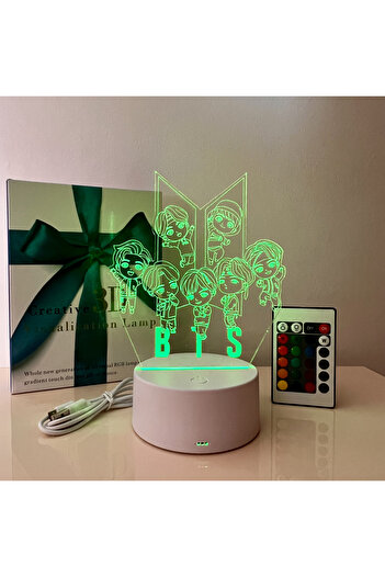 OEM 3D LED Night Light, BTS Band, 16 Colors, color change via remote control, Ambient Light