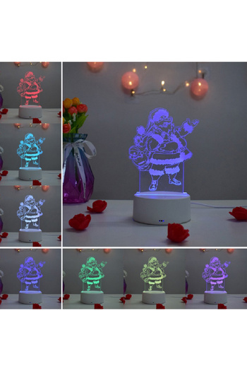ILUMISHOP 3D LED Night Light, Santa Claus, 7 Colors, USB Powered 3 AA Batteries