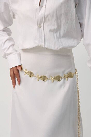 Fiori Women's Waist Belt with Oyster and Star Detail, Dress Belt, Skirt Belt, Trouser Belt