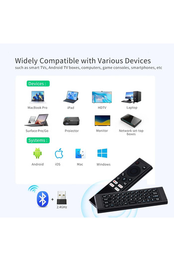 Generic 4-in-1 Rechargeable Voice Air Mouse Remote with Mini Wireless Keyboard – 2.4G RF, USB-C, Gyroscope