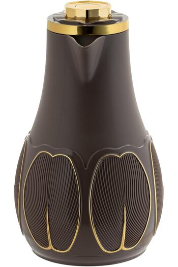 ALSAIF DEVA Coffee and Tea Vacuum Flask, leak-proof and keeps drinks hot, 1 Liter, Brown/Gold