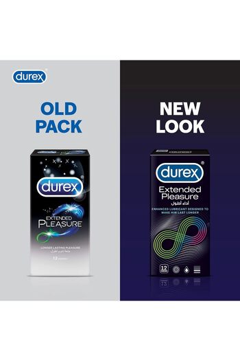 Durex Extended Pleasure Condoms for Men with Enhanced Lubricant - 12 Pieces