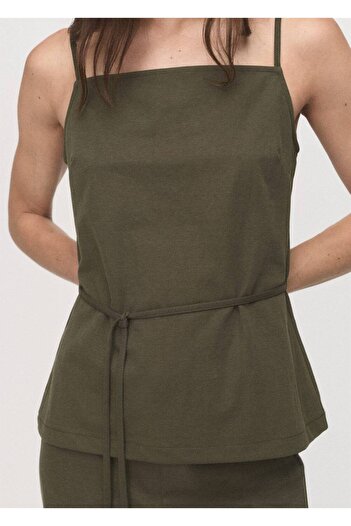 MANGO Woman Cotton Blouse with Tie Detail at the Waist