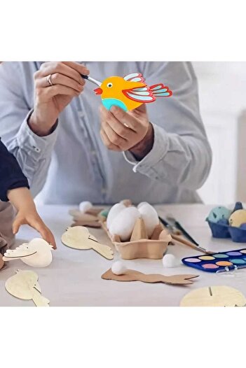 BİR LAZER Sevimli Kuş Ahşap Etkinlik Boyama Okul Aktivite Sanat 10 Adet