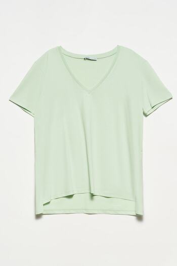 Dilvin 3470 V Neck Basic T-Shirt-Çağla