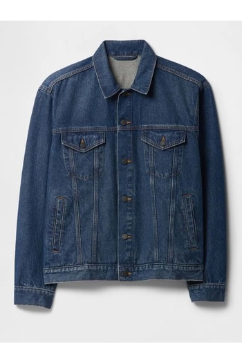 GAP Jachetă V-New Denim Icon - Lıght 722737000 Icon Denim Jacket Jachetă pentru bărbați din denim ALBASTRU ÎNCHIS