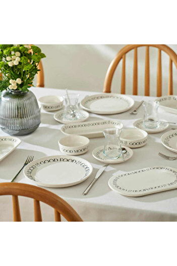 Bella Maison Set de mic dejun din ceramică Motto 26 piese pentru 6 persoane alb