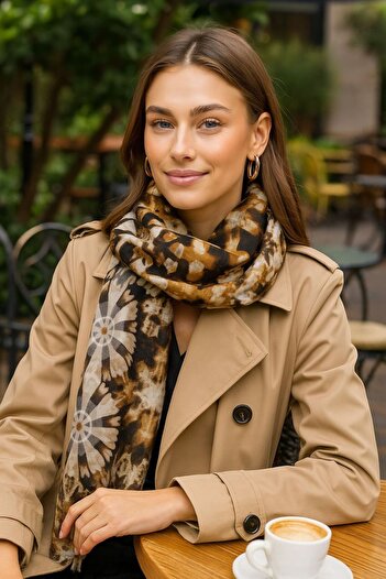 Axesoire 15066 Snowflake Patterned Black Shawl