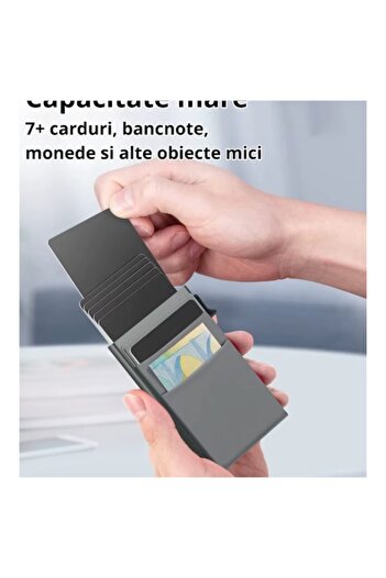 INNOVIO Portofel Pop-up pentru carduri INNOVIO® cu protectie RFID, Cardholder, Capacitate 7 carduri, Gri