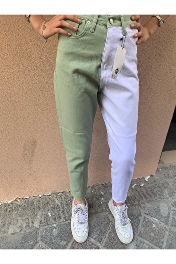 KOTOLOG Double Color Block Boyfriend Jeans