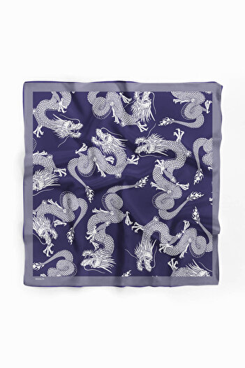 Modabutik A51 Bandană pentru femei cu model dragon albastru 50x50 Dg0126-22