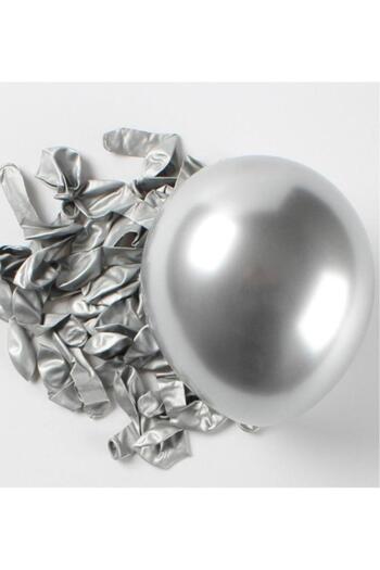 BeySüS 12 Inch Chrome Balloon - Set of 10 Silver