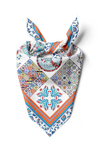 Modabutik Y6 Kadın Çini Desenli Bandana Dg10244
