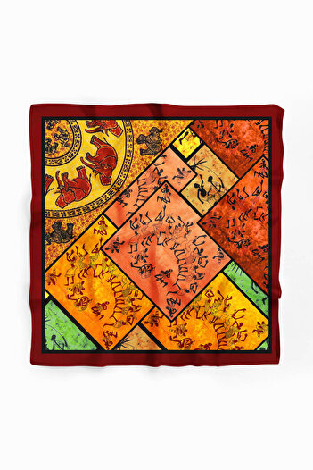 Modabutik Z61 Kadın African Patchwork Desenli Bandana 50x50 Dg0216-22