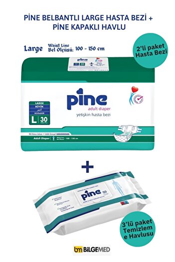 Pine Large Patient Diaper Set with Waistband 3-Piece Cleaning Towel |   With Front Barrier – Pack of 5