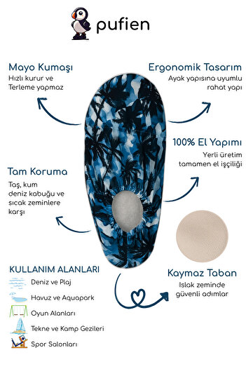 pufien Ανδρικά παπούτσια θάλασσας από ύφασμα μαγιό, μποτάκια πισίνας, αντιολισθητική σόλα, εύκαμπτα