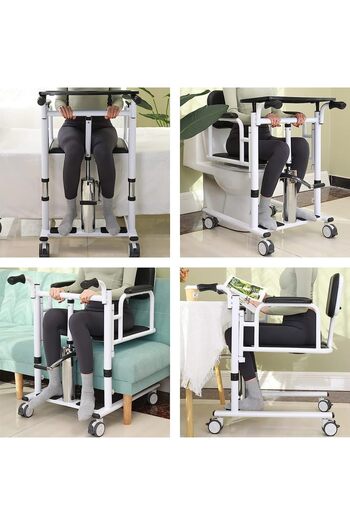 Stander Hydraulic Lift Chair for Patient Transfer Home Use – 180° Split Seat with Commode, Adjustable Hei