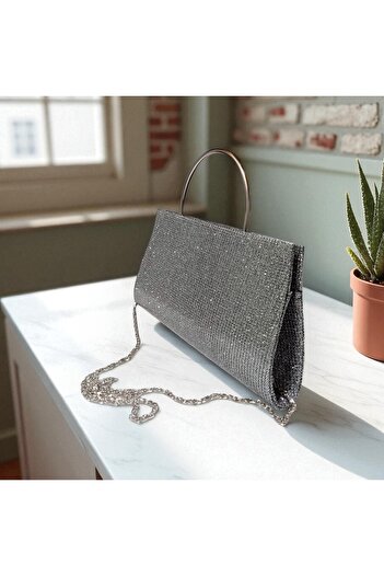 ZİVORA Women's Evening Dress Glitter Chain Mini Box Shoulder and Handbag