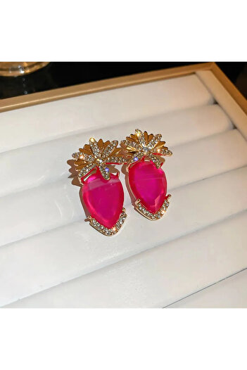 byozanyılmaz Pink Stone Design Earrings