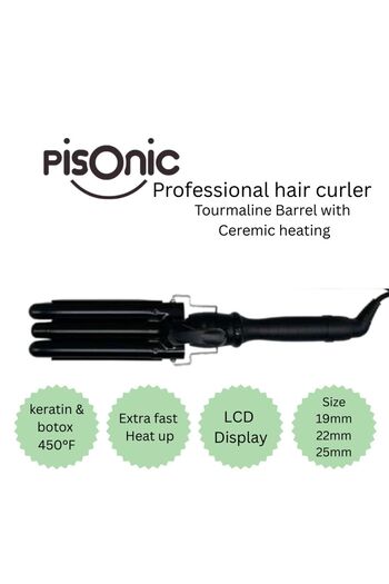 pisonic Professional Barrel Hair Curler With Ceramic Heating (19, 22, 25 mm)