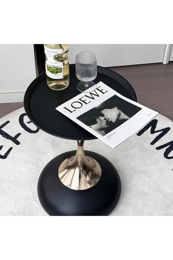 Türkiye Nordic Style Light Luxury Simple Round Table, Side Table, Metal Unique End Table Black