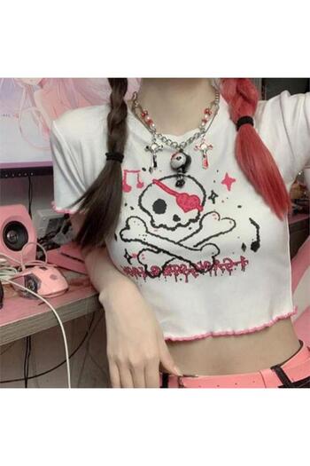 BALİNA White Shiny Pirate Half Crop -The Solo